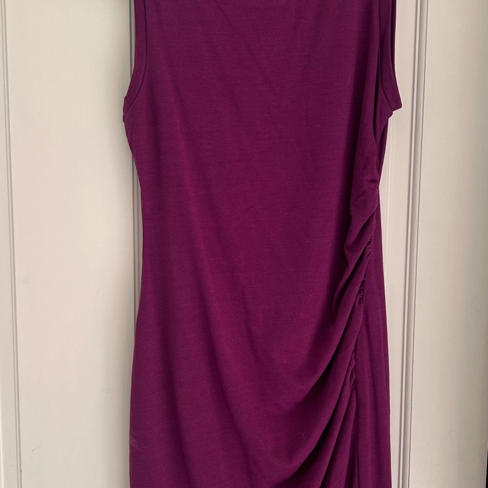 Treasure & Bond Ruched Asymmetrical Purple Sheath Dress